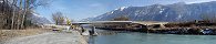 Old Rhône river bridge demolition in Fully (Canton of Valais, Switzerland)