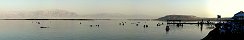 Dead Sea and Bathers at Ein Bokek (Israel)