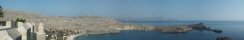 Lindos bay from the archaeologic site (Rhodes isle, Greece)