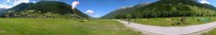Landing zone for paragliders in Neustift (Stubai valley, Tyrol, Austria)